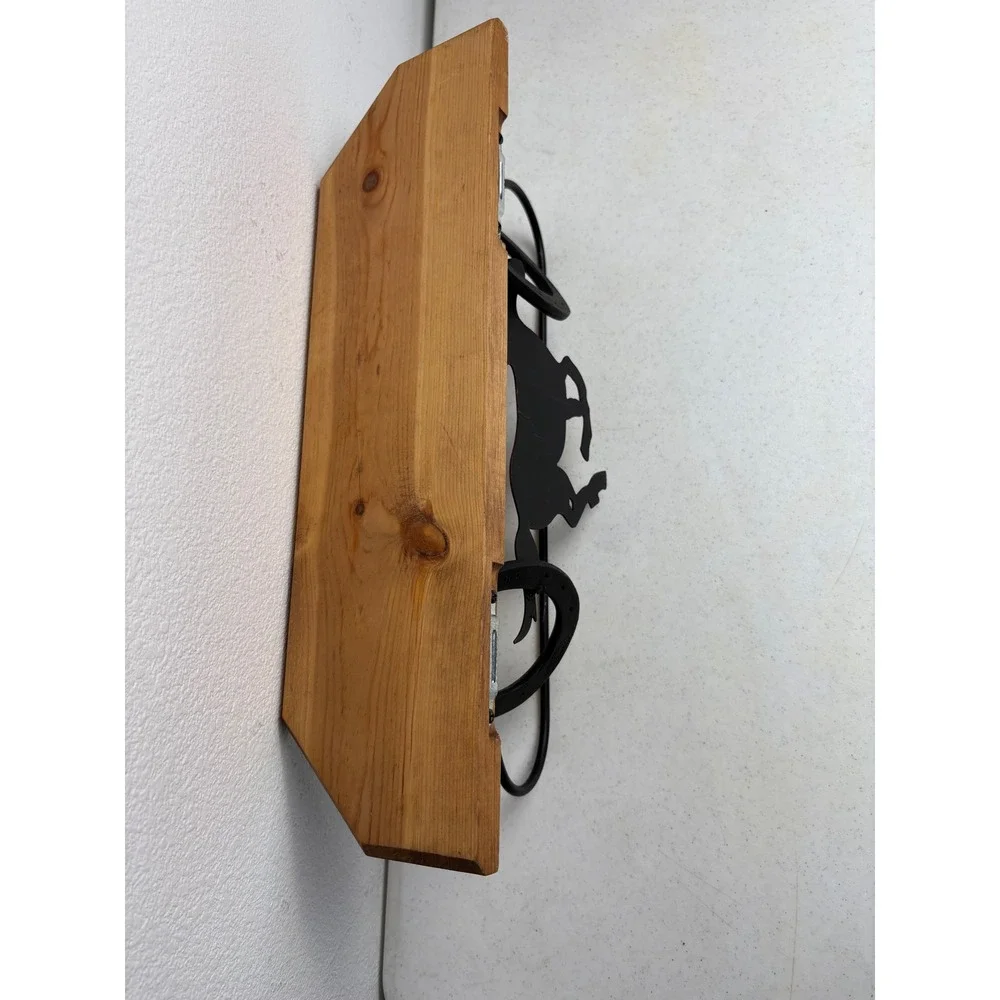 Rustic Horseshoe Horse Metal Wood Wall Shelf Western Equestrian Home Decor 17in